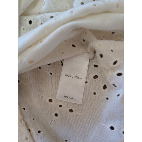 J Jill Eyelet  blouse Cream Sz 1x Cottage Core, Boho, Feminine Beachy - Picture 11 of 11